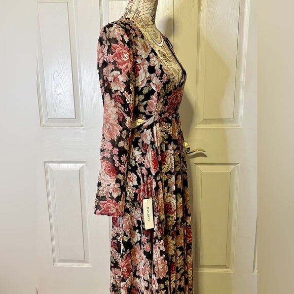 BARDOT‎ Mauve and black floral cutout maxi dress size 6. - Picture 8 of 16